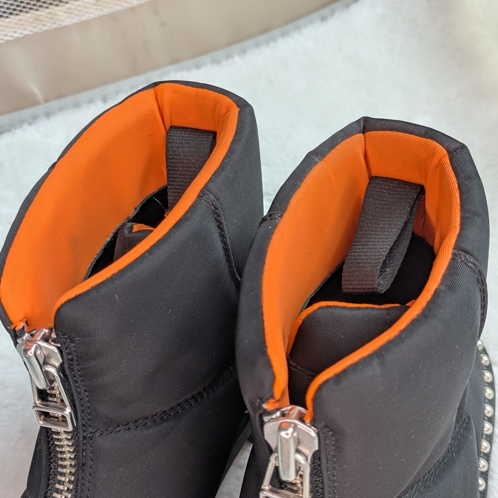Alexander Wang Nylon Cooper Black And Orange Ankle Boots with Silver Studs - Picture 13 of 13